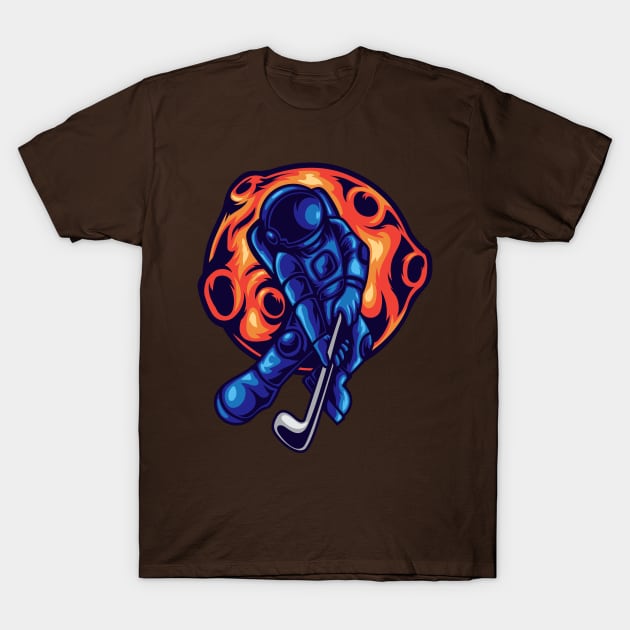 Astronaut Playin Golf T-Shirt by medabdallahh8